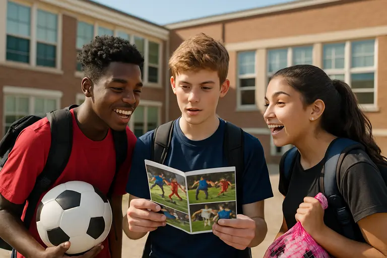 Teen soccer player walking between a school field and club training area