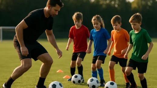 Cal North Player Development session with youth players passing under coach guidance