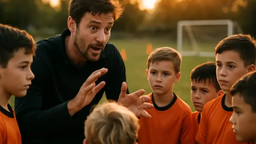 Youth soccer families discussing Cal South rules beside a community field