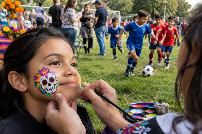 Families watching youth soccer from the sideline at a local park