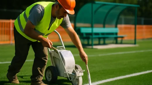 Minnie Lovie Renovations with youth players practicing on a shared soccer field